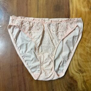 Vintage Valentino Panties Brief Intimo Underwear Large Floral lace Nylon Pink B7